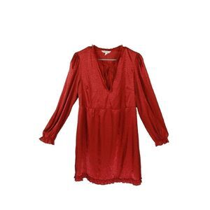 Speechless Dress Fit & Flare Red Ruffle Edge Long Sleeve Juniors Large